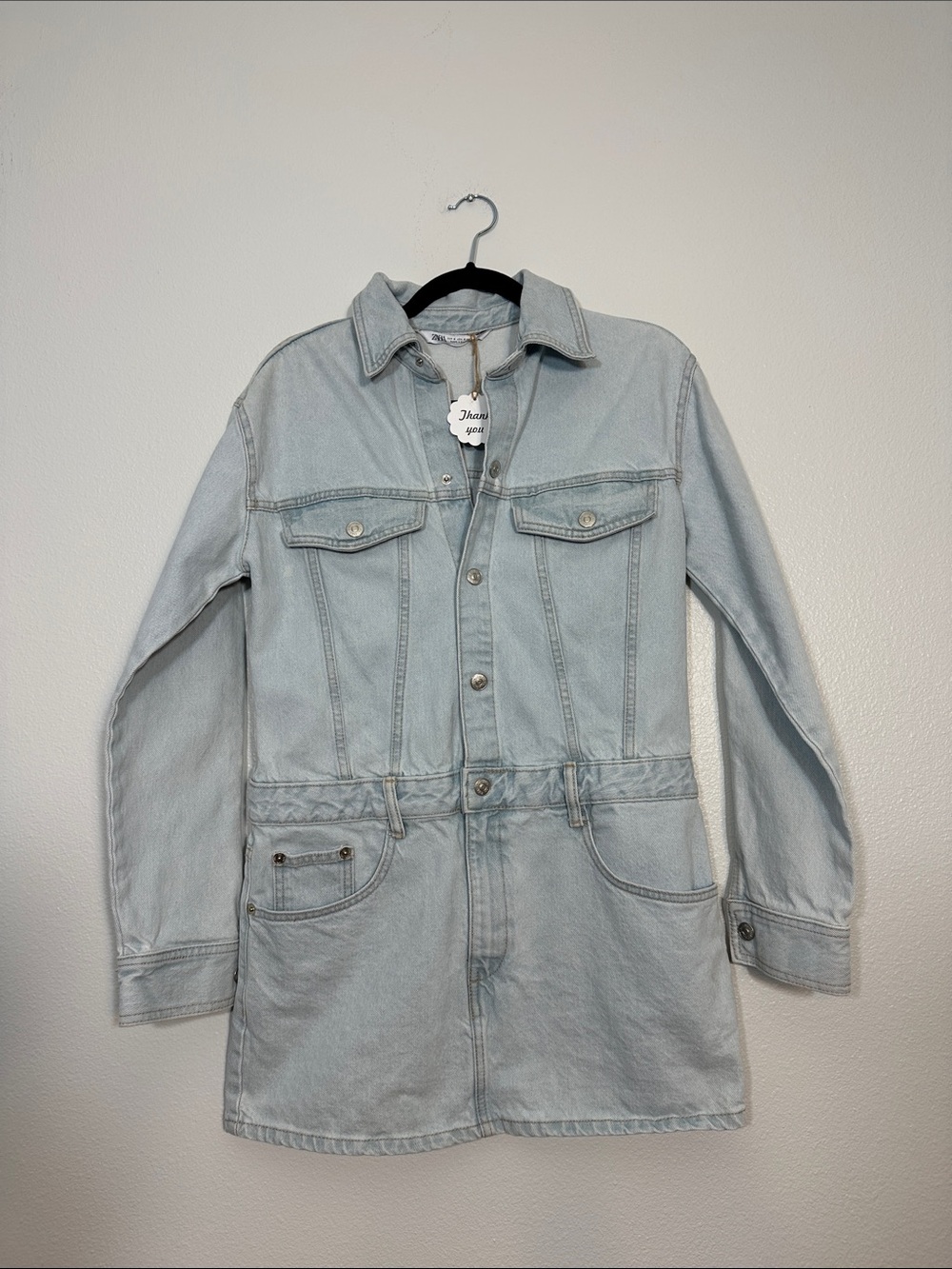 Zara Light Blue Denim Jacket Dress